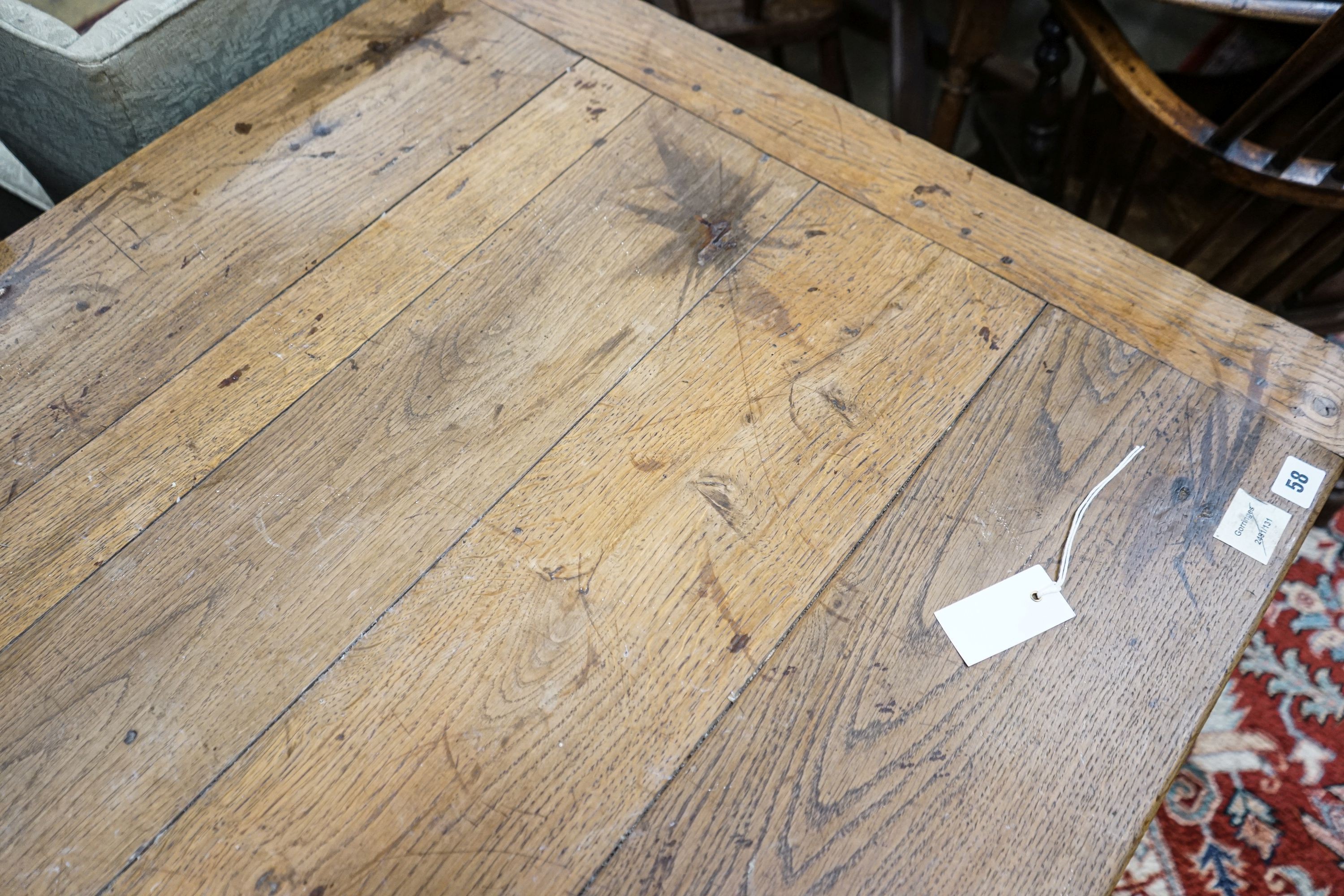 A Cotswold style oak and pine refectory table, with single pine drawer to one end, width 203cm, depth 80cm, height 73cm